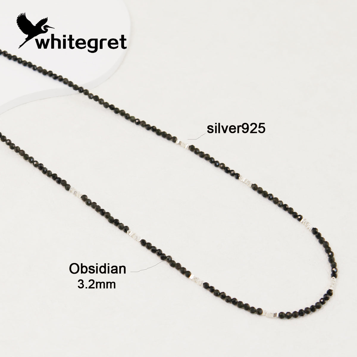 [WG0036] Natural Crystal Obsidian & Silver925 Necklace Birthday gifts