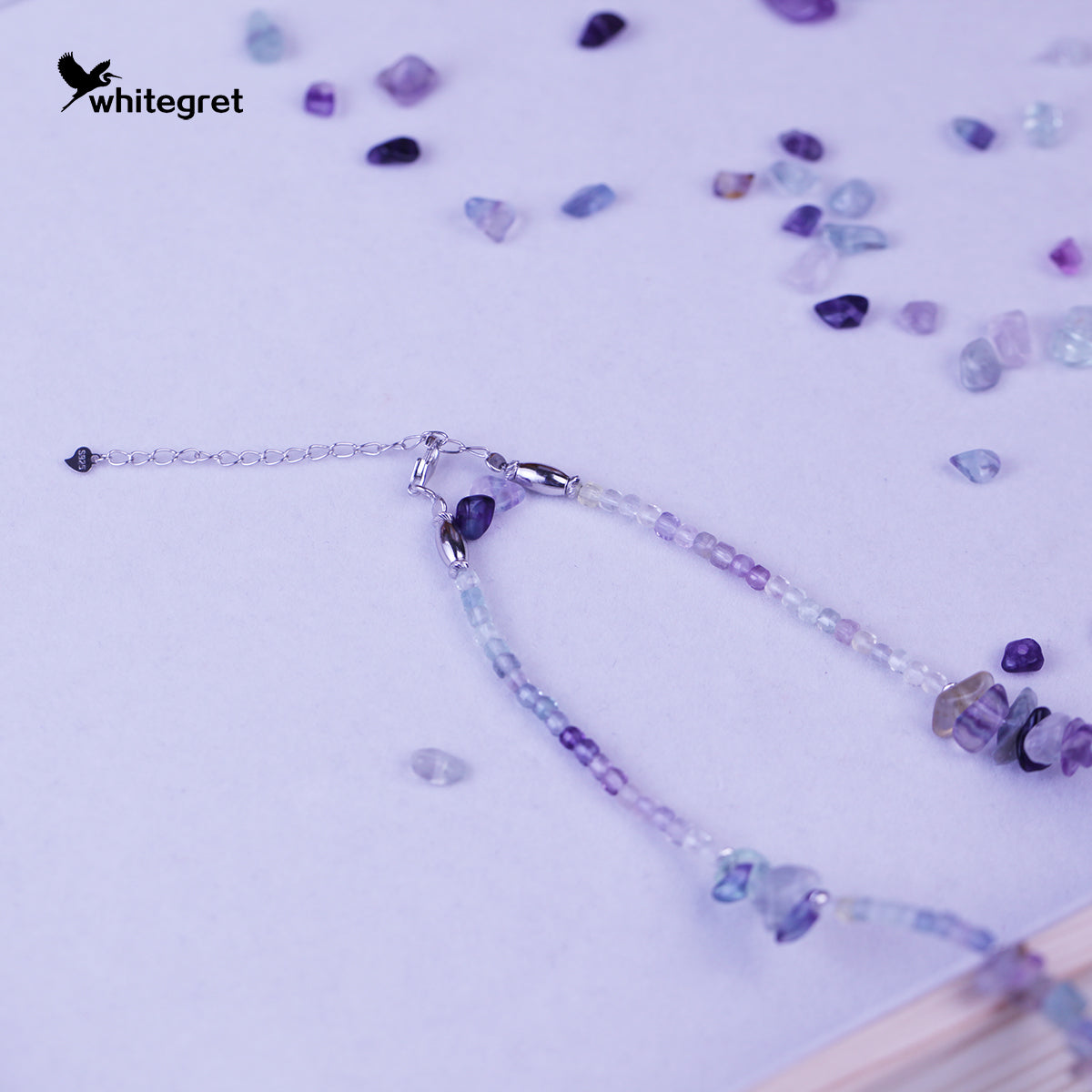 [WG0058] Natural Crystal Fluorite & Silver925 Necklace new original handmade design 2024 fashion jewelry naturalstone diy bracelet girl valent Daily Birthday gifts