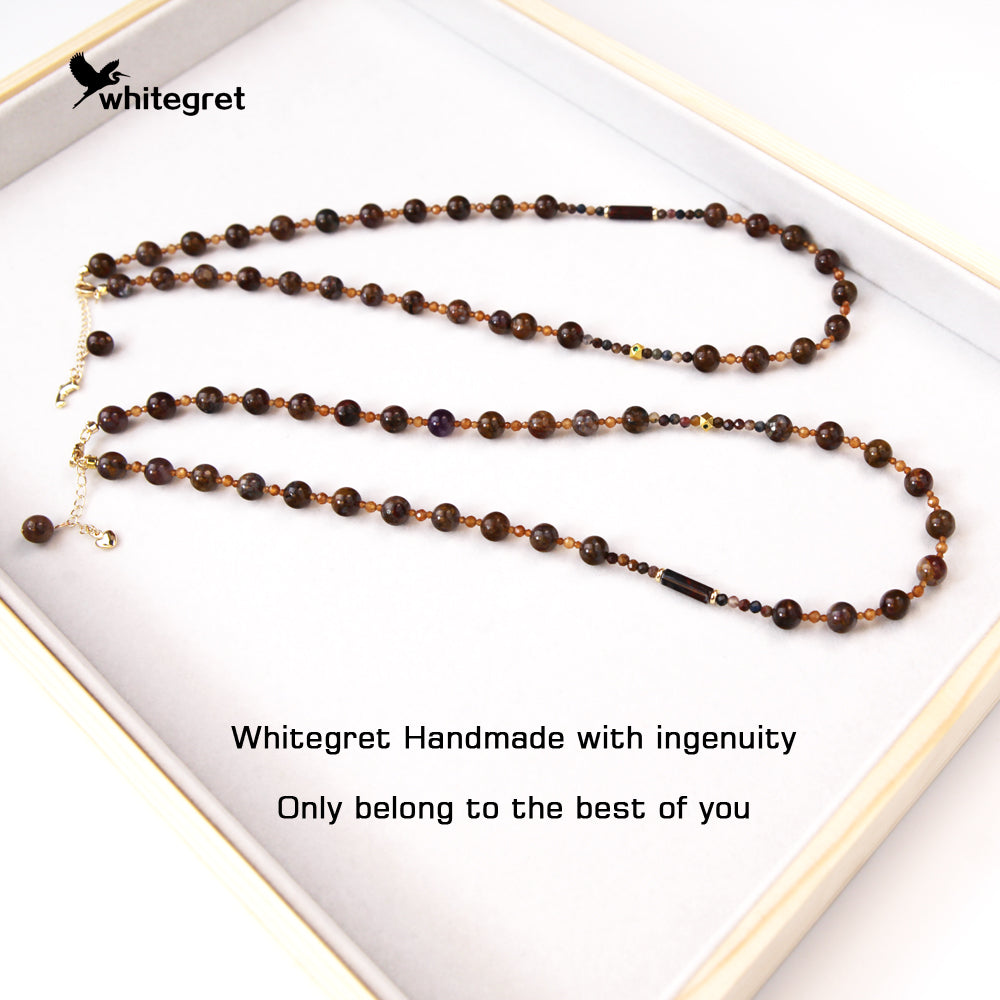 [WG0014]  Alashan Agate Necklate original deisign sweater chainnew year 2024 new year valent Birthday Daily gifts Birthday over ＄25 free shipping