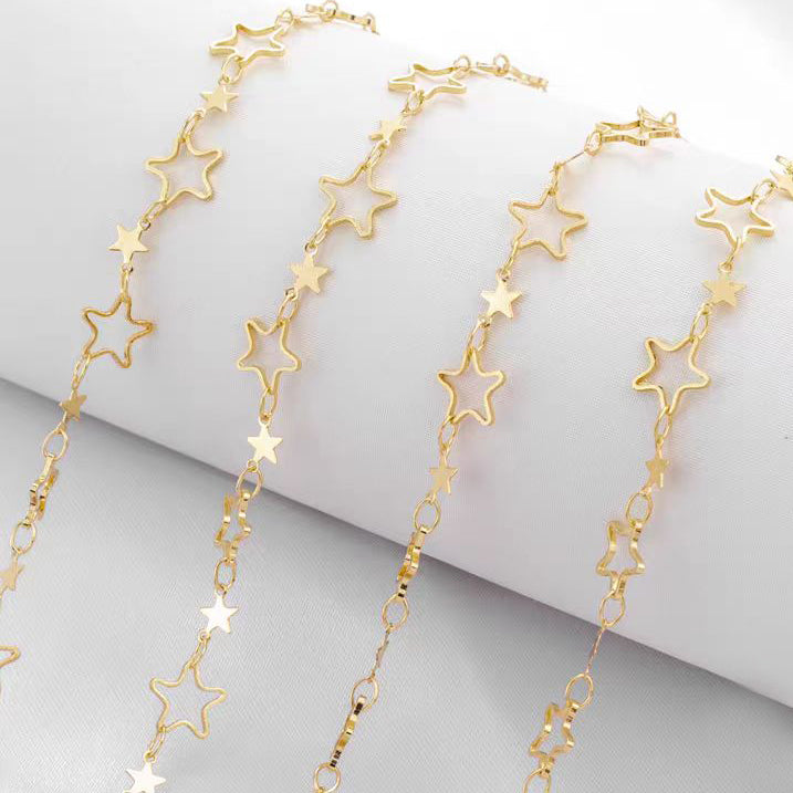 [WG1143] 1M  Star Chain with 14k gold plated-Vacuum Plating waterproof Jewelry DIY Chain