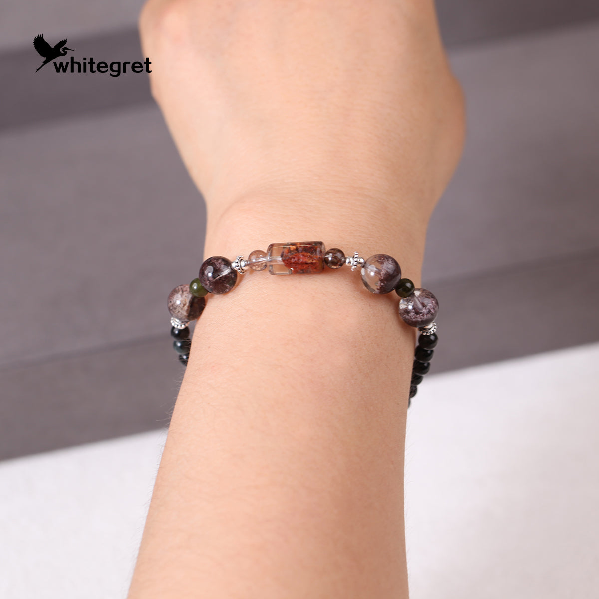 [WG0139] High Quality Natural Crystal Phantom Quart &Toumaline&silver925 Necklace and Bracelet  sets