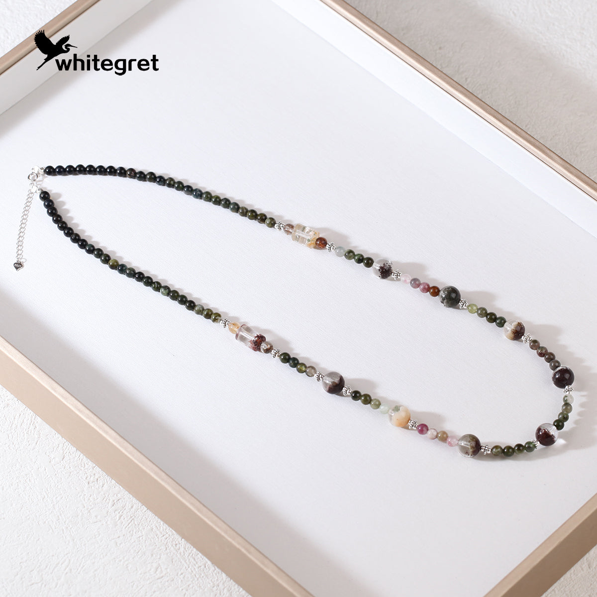 [WG0135] High Quality Natural Crystal Phantom Quartz & Toumaline & silver925 Necklace