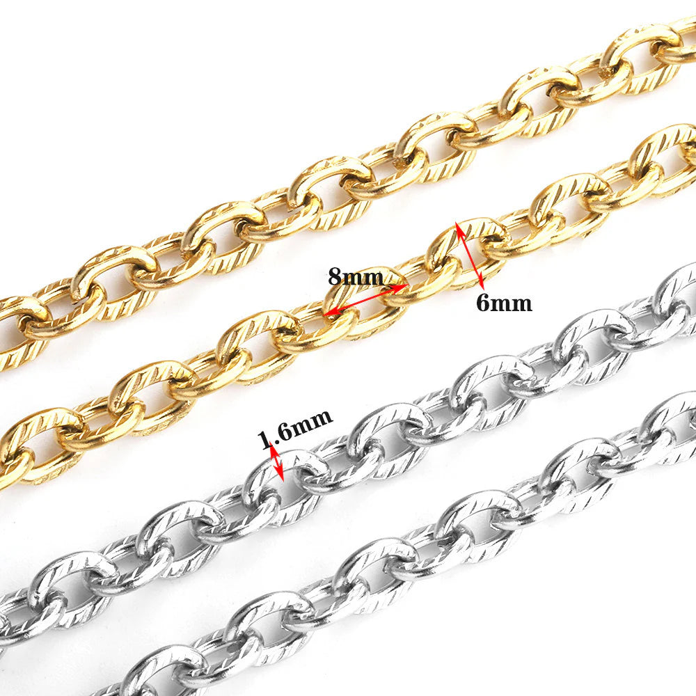 WG1062  Emboss cable chain-Vacuum Plating Waterproof Stainless steel chain