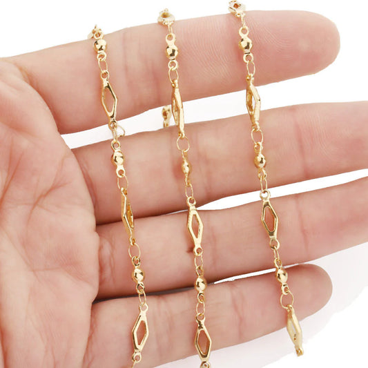 WG1068 Lozenge shaped ball chain-Vacuum Plating Waterproof Stainless steel chain