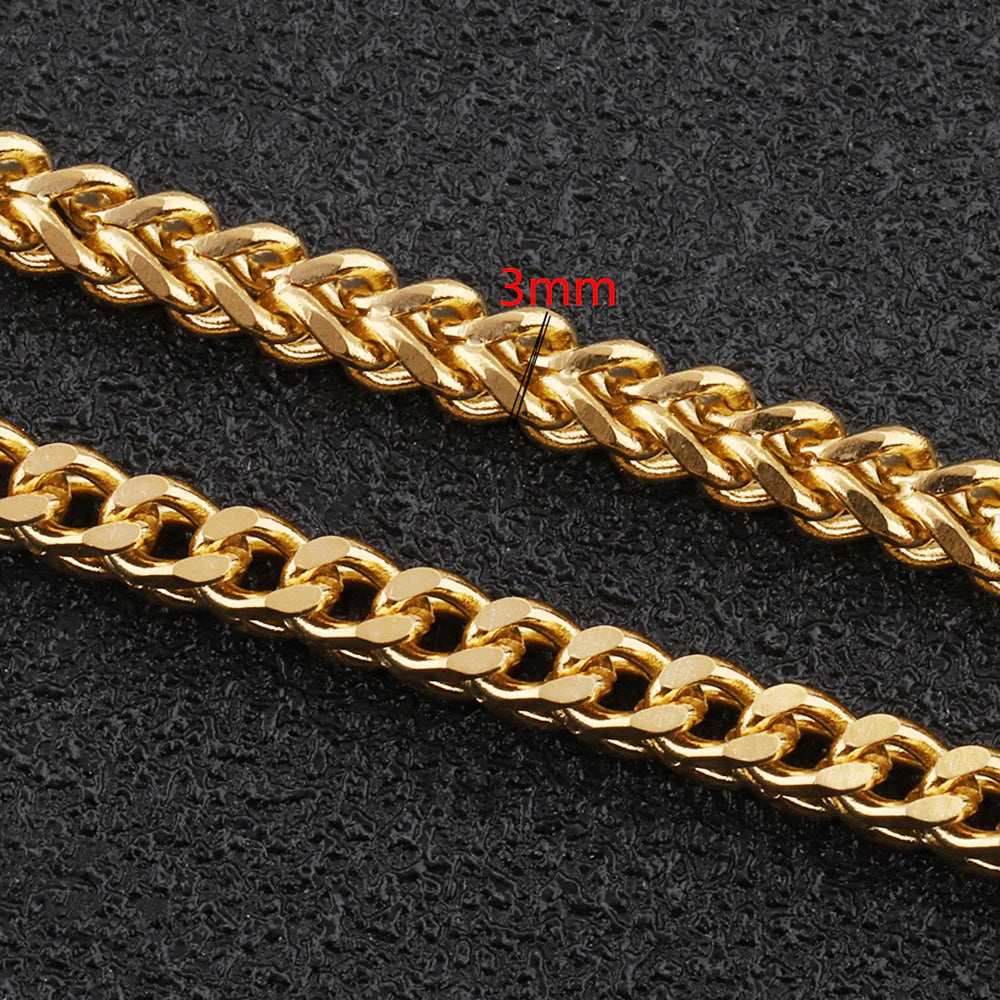 WG1038  Cut braided chain-Vacuum Plating Waterproof Stainless steel chain