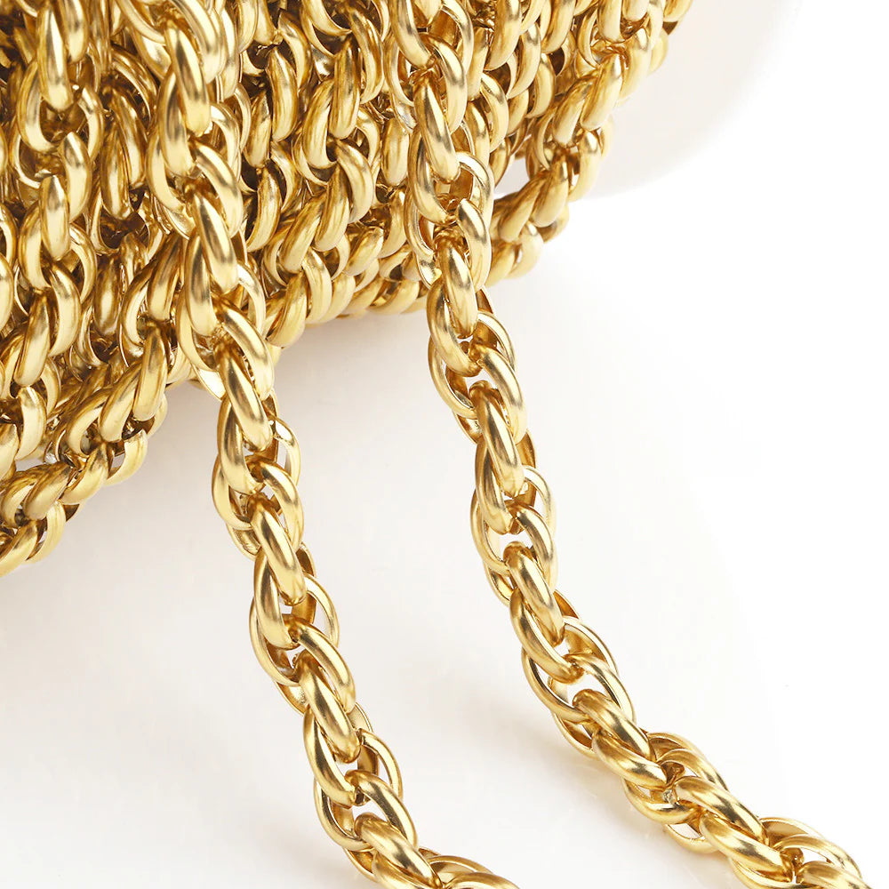 WG1037  7.3mm braided chain-Vacuum Plating Waterproof Stainless steel diy chain