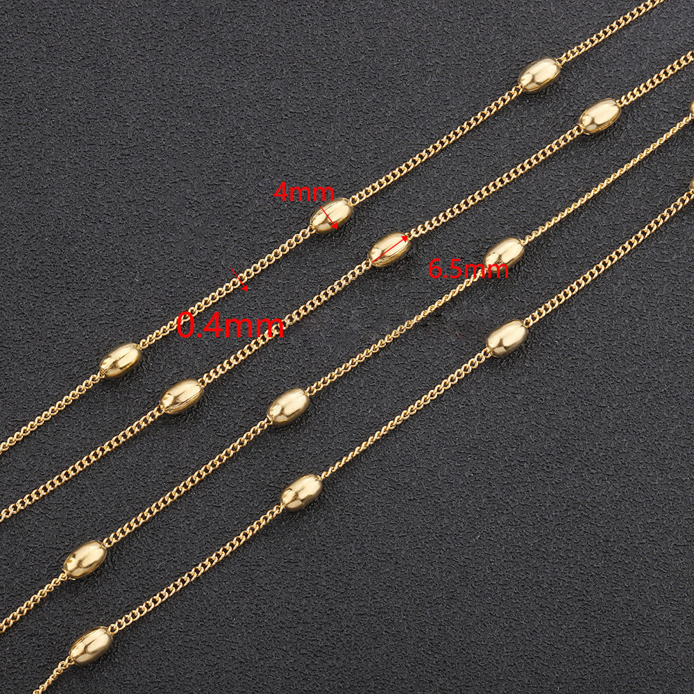 WG1031   oval beads chain-Vacuum Plating Waterproof Stainless steel chain