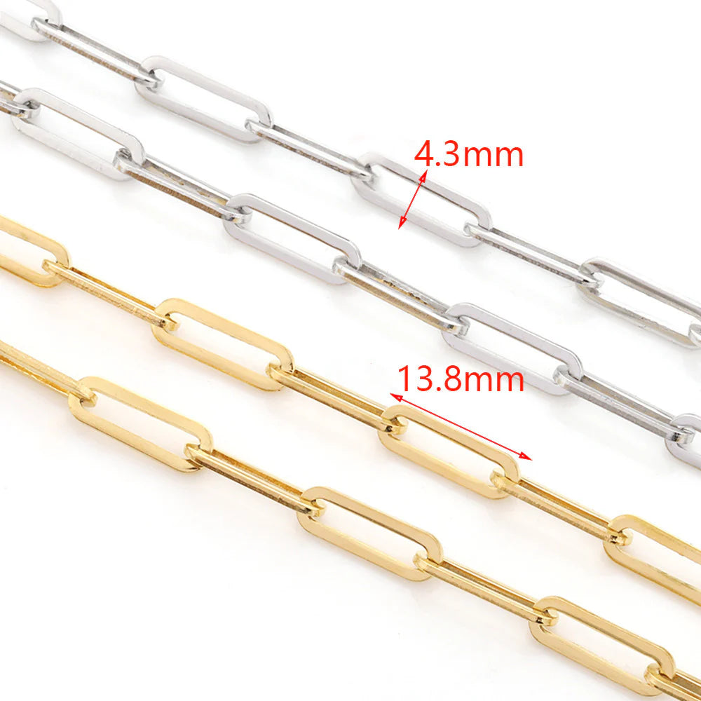 WG1025   paper clip chain-Vacuum Plating Waterproof Stainless steel diy chain