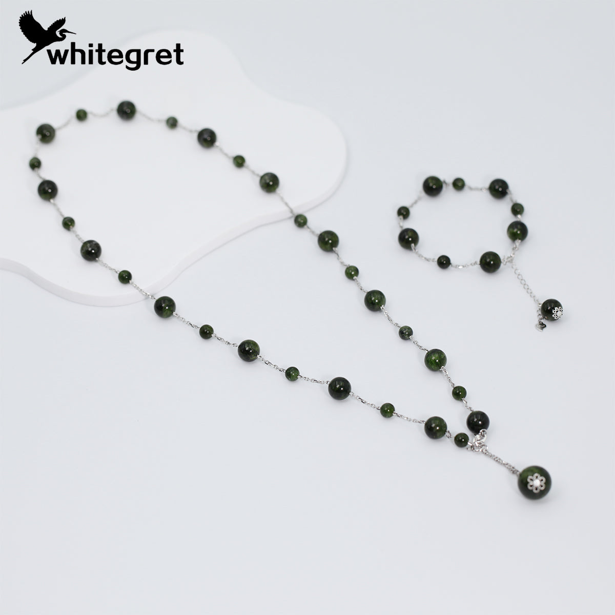 [WG0177] Handmade Natural Diopside & Silver925 Necklace Bracelet and set