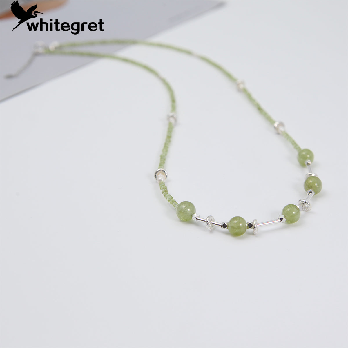 [WG0043] Natural Crystal Prehnite & Peridot  Necklace new original handmade design diy bracelet Birthday Daily girls gifts