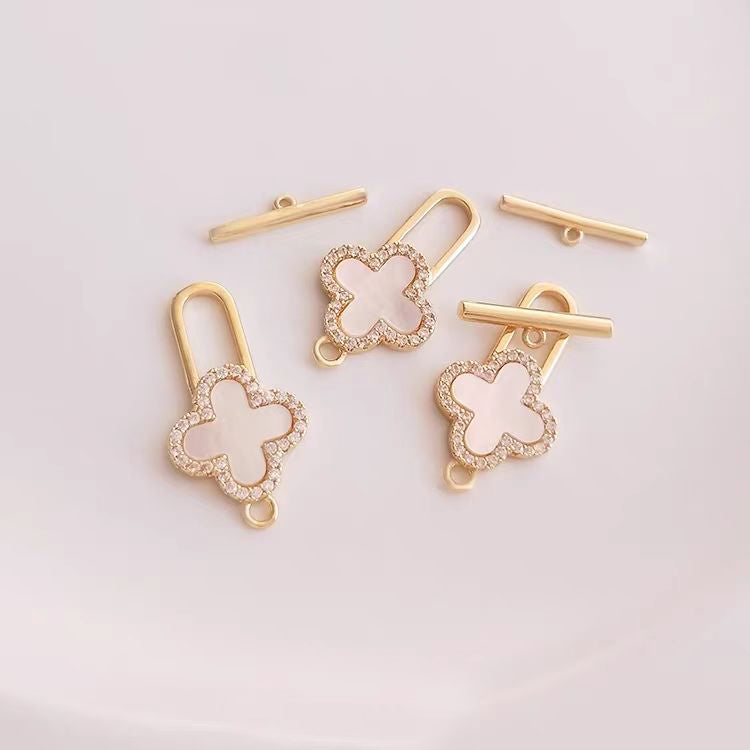 [WG1213] 14K Four leaf Shell OT Clasp for Jewelry diy