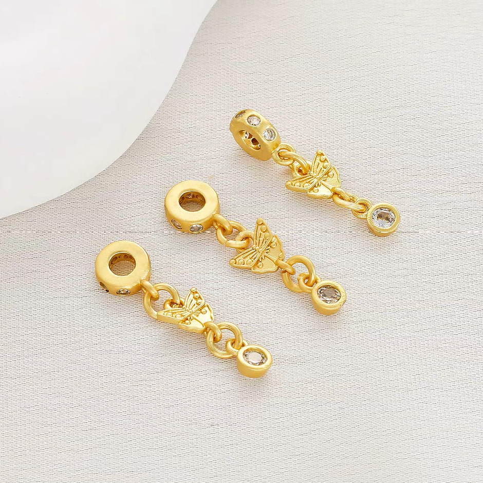 [WG1166] Butterfly & zircon tassels charms spacers for jewelry diy