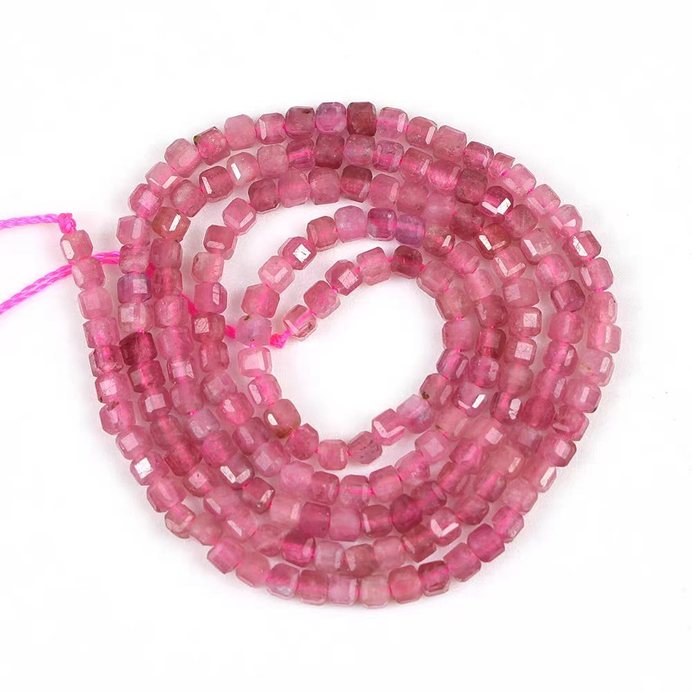 [WG1109] 2*2mm Natural Pink Toumaline Square shap 1 string for Jewelry diy