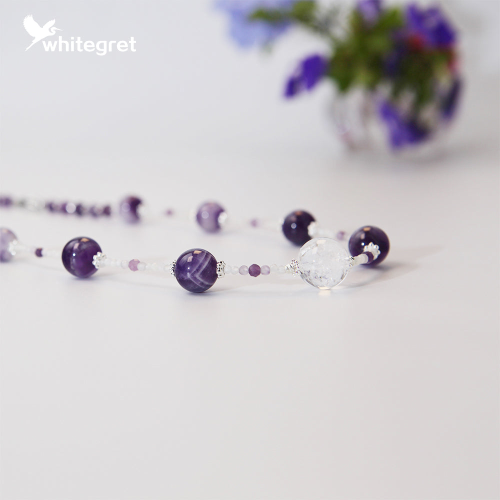 [WG0005] Natural Crystal Amethyst Necklace sweater chain Bracelet valent 2024 new year gift handmade diy  Anniversary Auspicious Birthday Daily Engagement Wedding gifts