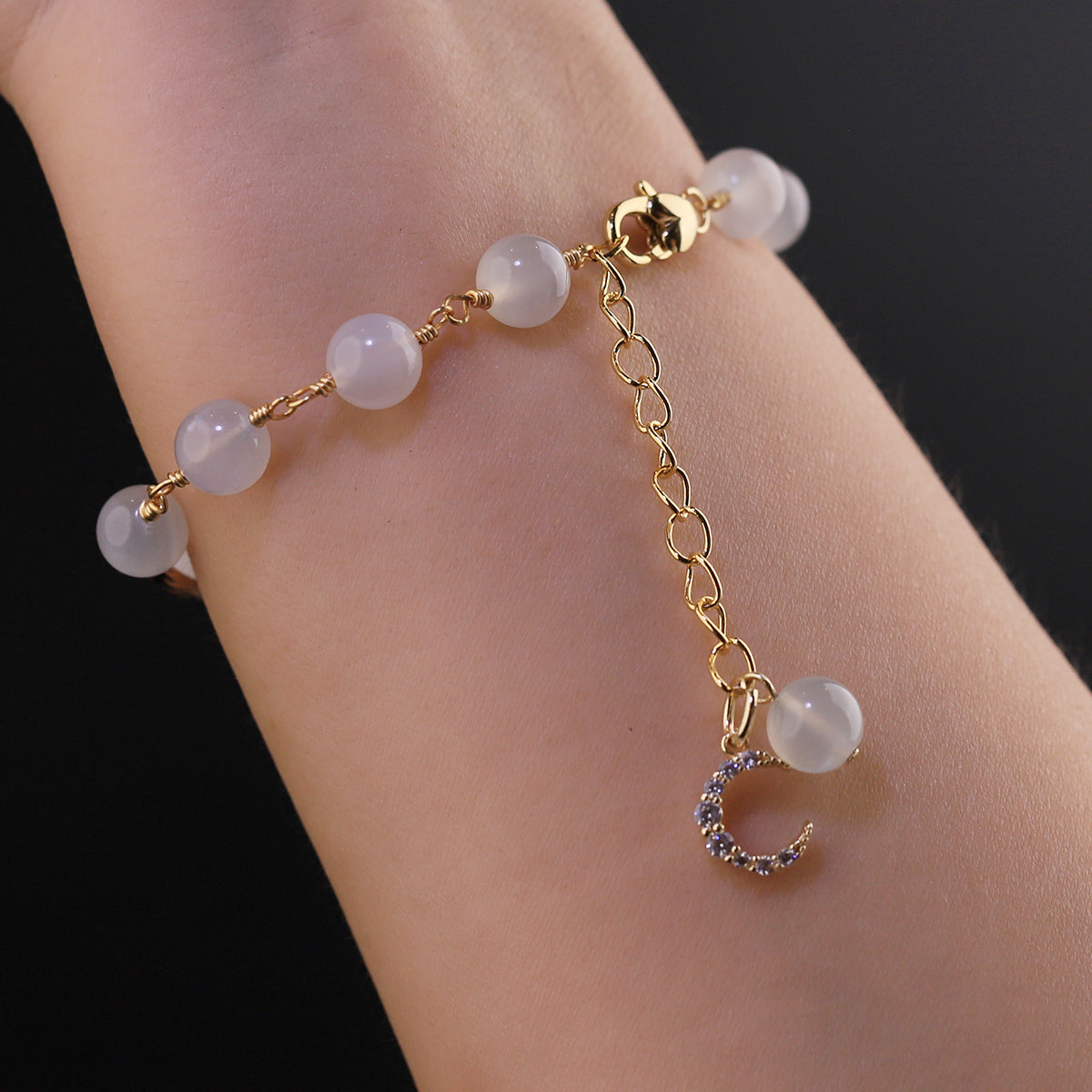 blue moonstone/white moonstone/green lepidoliet/ fire quartz bracelets with adjustable chain