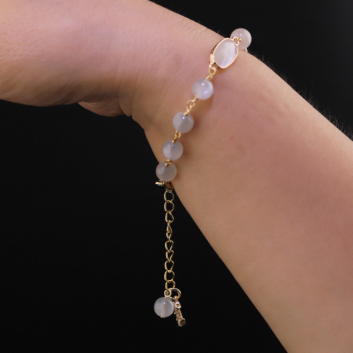 blue moonstone/white moonstone/green lepidoliet/ fire quartz bracelets with adjustable chain