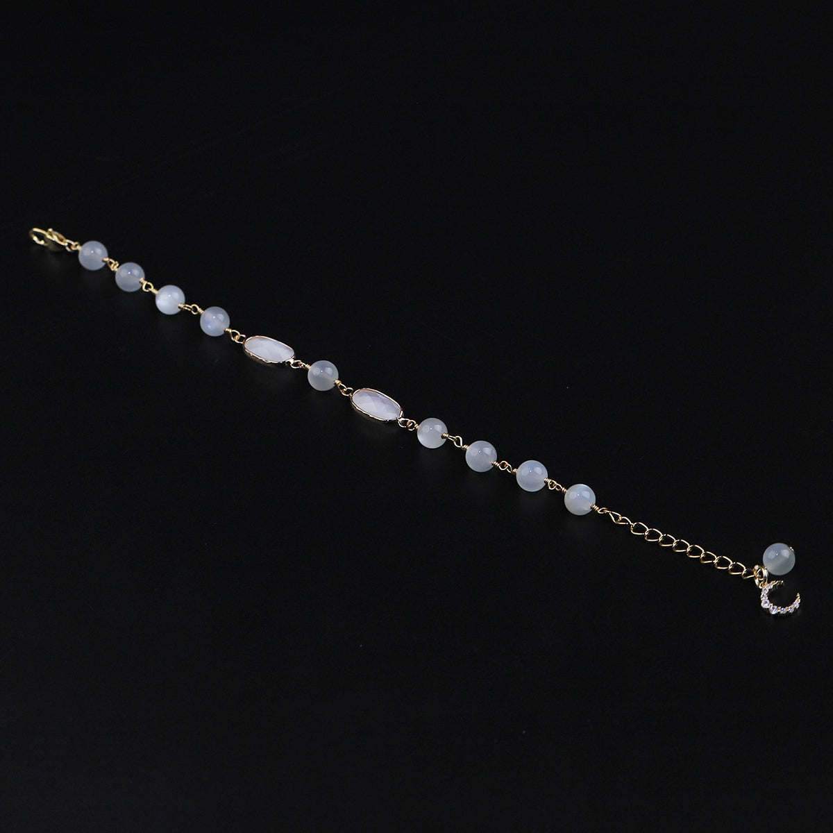 blue moonstone/white moonstone/green lepidoliet/ fire quartz bracelets with adjustable chain