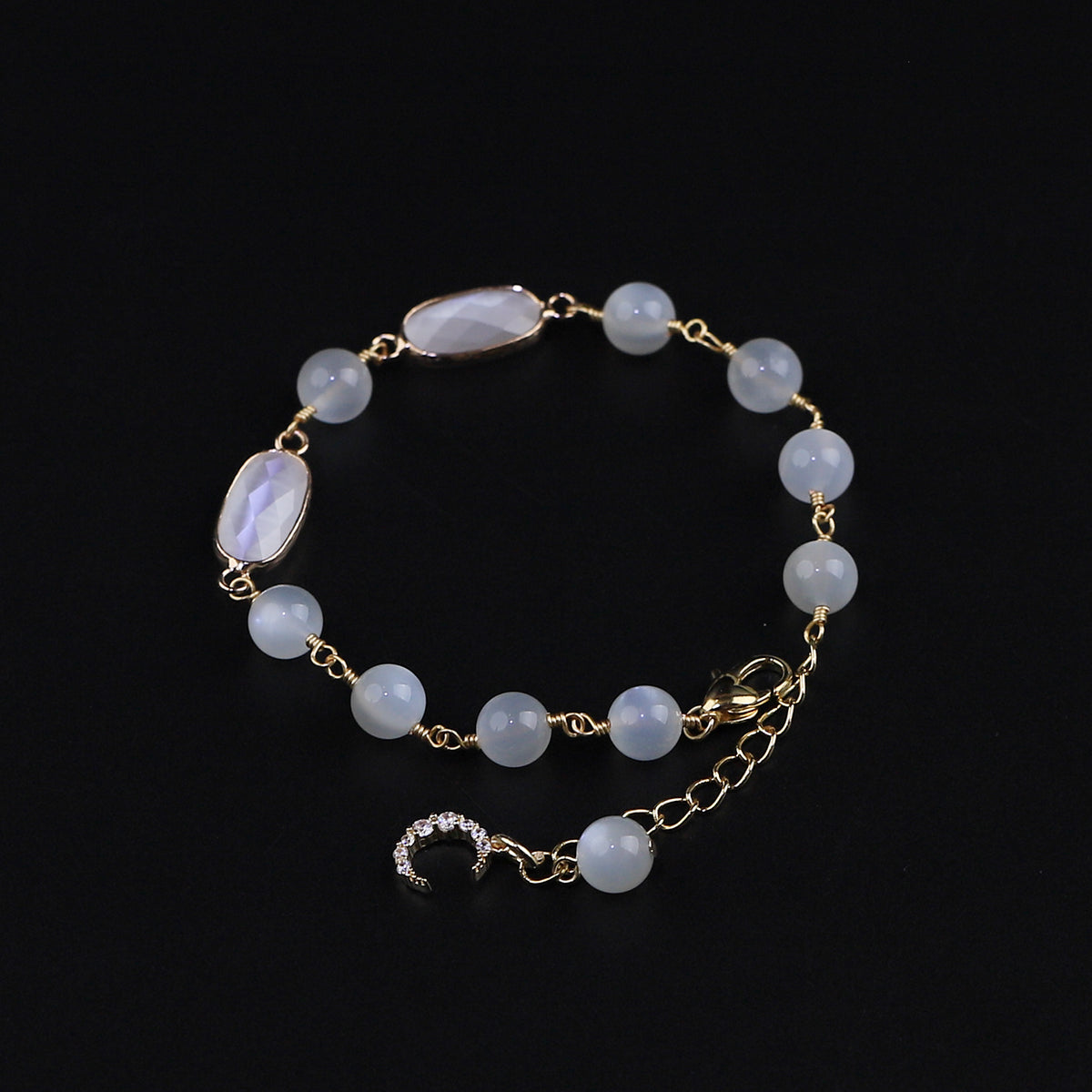 blue moonstone/white moonstone/green lepidoliet/ fire quartz bracelets with adjustable chain