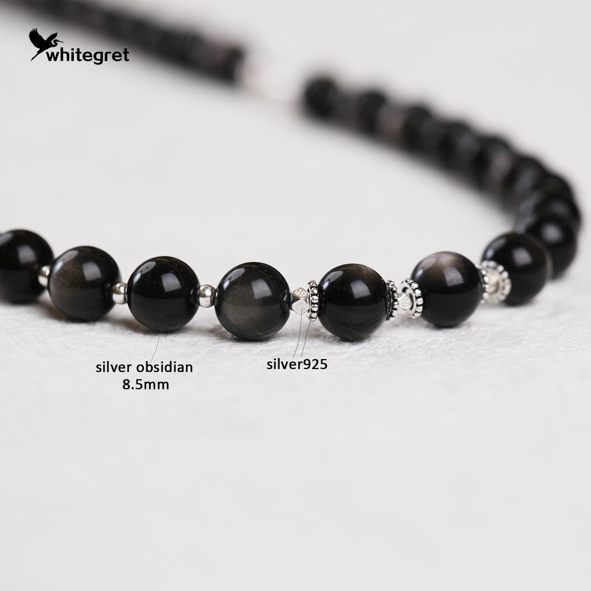 [WG0129] Natural crystal obsidian & silver925 Necklace