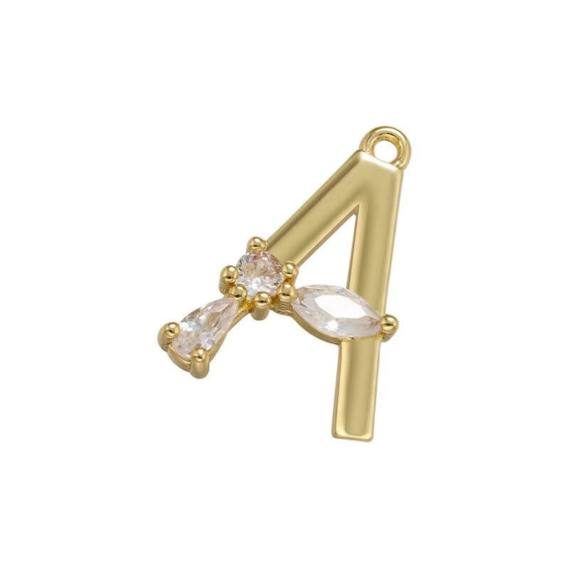 [WG1158] Letter spacer charm pendant with white zircon for jewelry diy