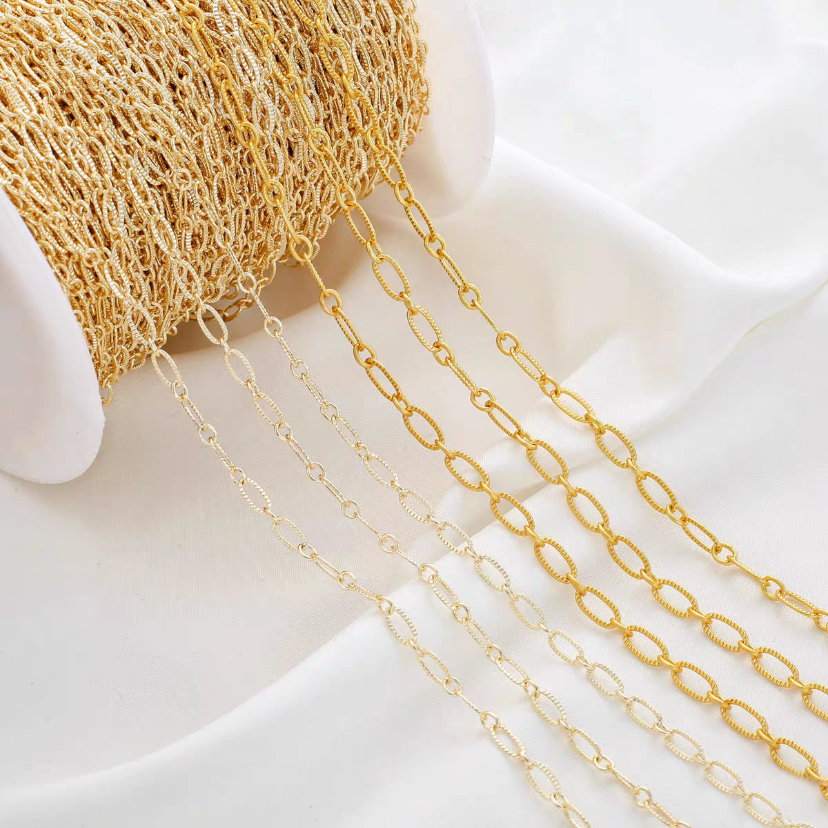 [WG1189] 1M elliptical embossing O Chain for Jewelry diy-Vacuum plating waterproof chain