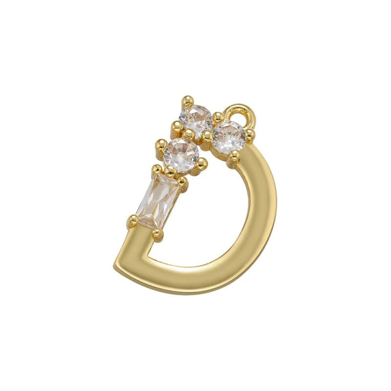 [WG1158] Letter spacer charm pendant with white zircon for jewelry diy