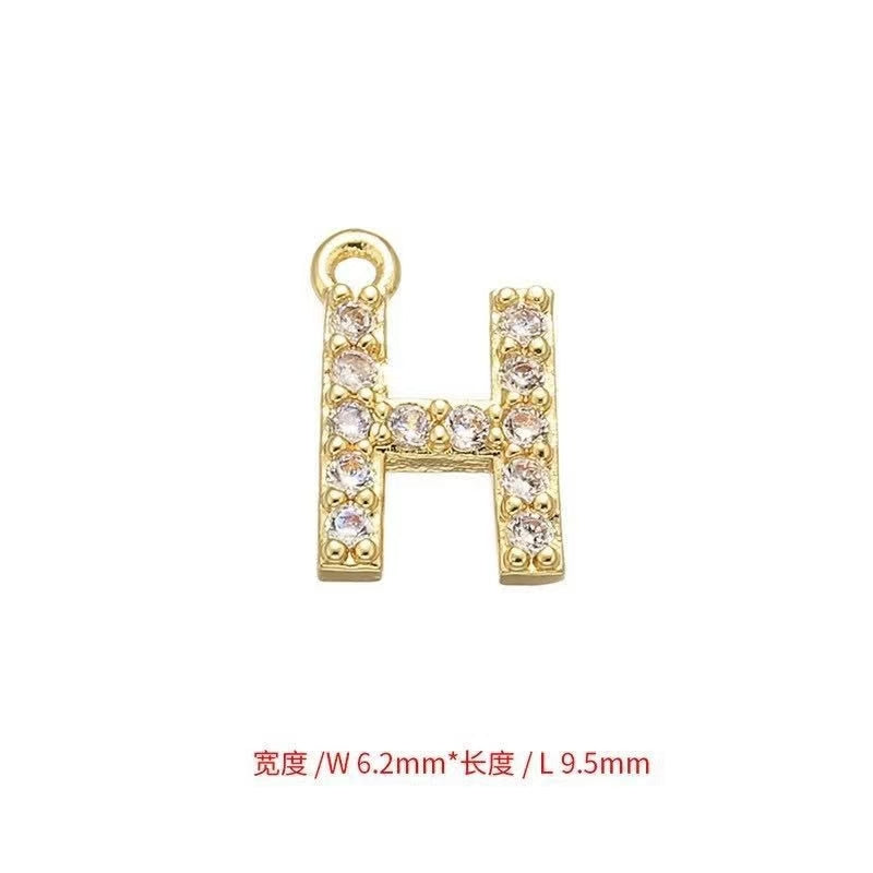 [WG1159] Letter spacer charm pendant with white zircon silver or gold for jewelry diy