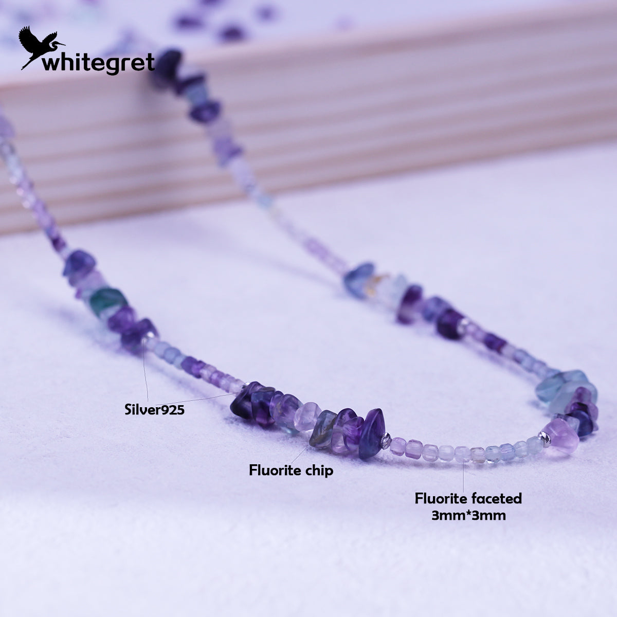[WG0058] Natural Crystal Fluorite & Silver925 Necklace new original handmade design 2024 fashion jewelry naturalstone diy bracelet girl valent Daily Birthday gifts