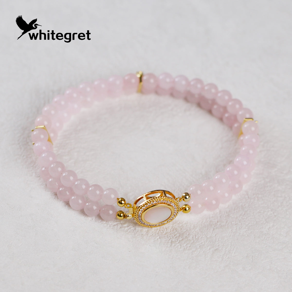 [WG0103] Natural Crystal Rose Quartz Bracelet  new original handmade diy double link jewelry design girl wowen Birthday Daily gifts-PROTECTION-LOVE
