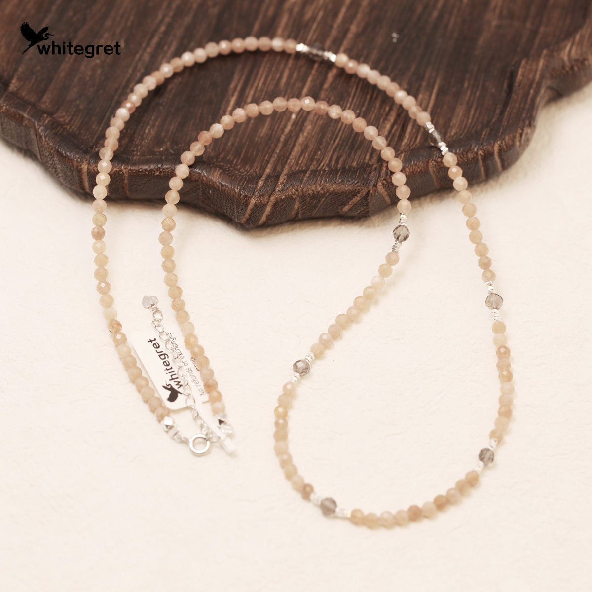 [WG0038] Natural Crystal Peach Moonstone & Silver925 Necklace original handmade diy design 2024 new fashion girl valent bracelet Daily Birthday gifts