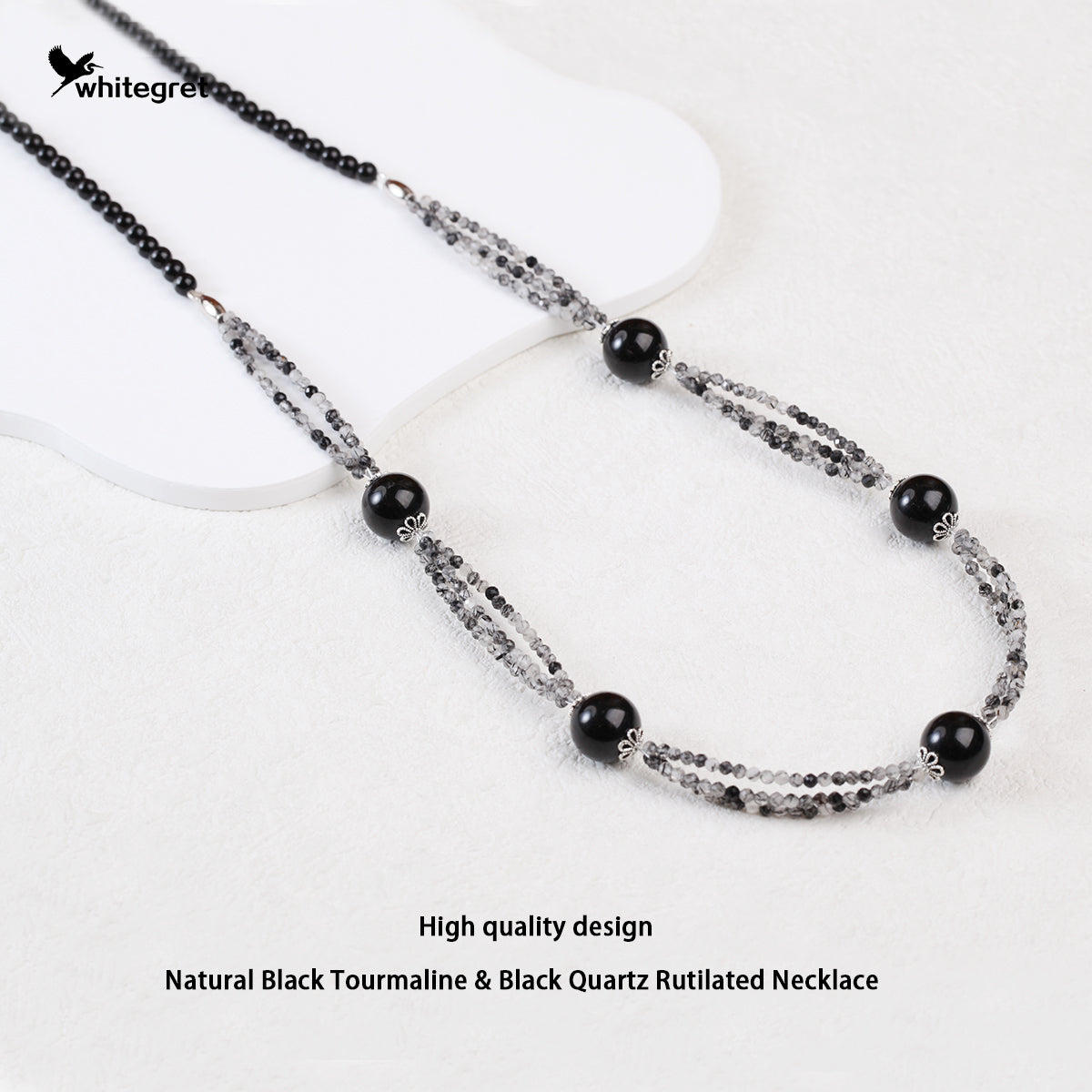 [WG0068] Natural  Black Tourmaline & Black Quartz Rutilated Necklace 2024 new fashion handmade jewelry diy girl Daily Birthday gifts