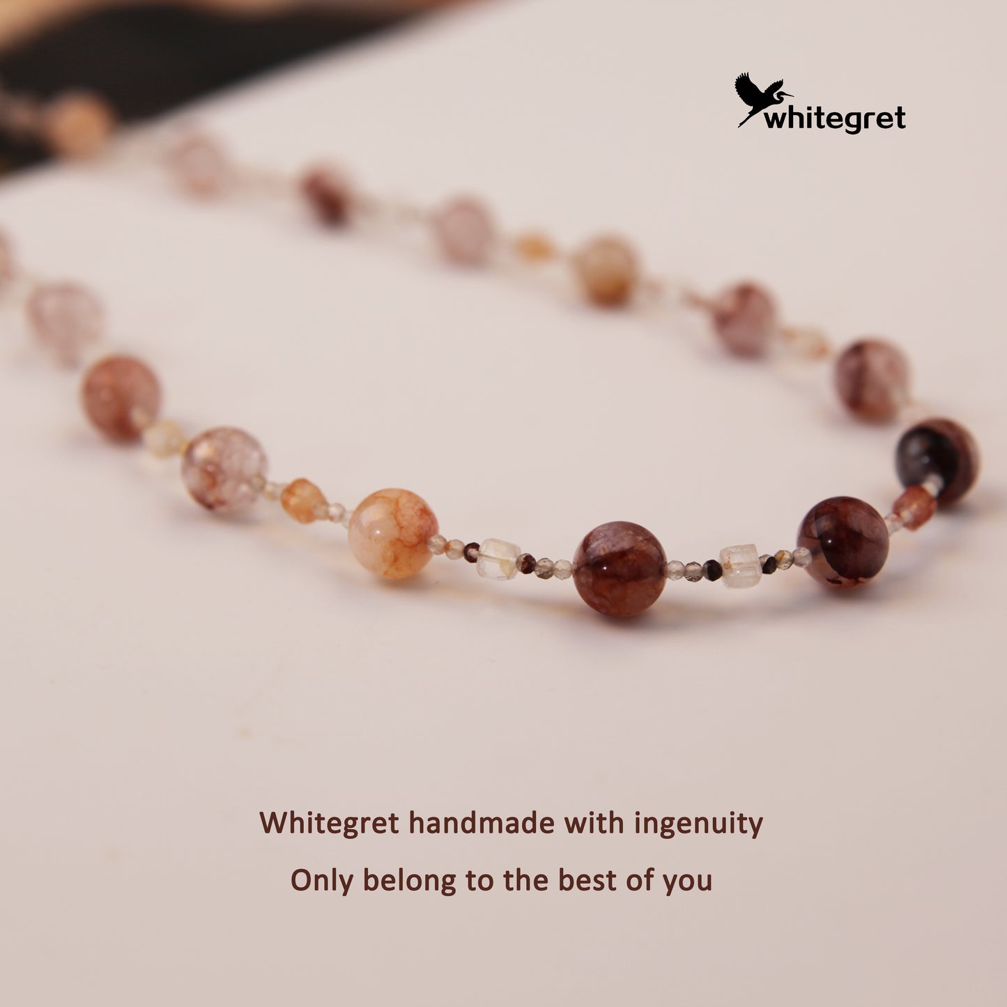 [WG0002] Natural Crystal  Fire Quartz Crystal Necklace sweater chain Red Hematoid bracelet handmade diy new design valent new year gifts Wedding Engagement Daily Birthday Auspicious Anniversary 10㎜+