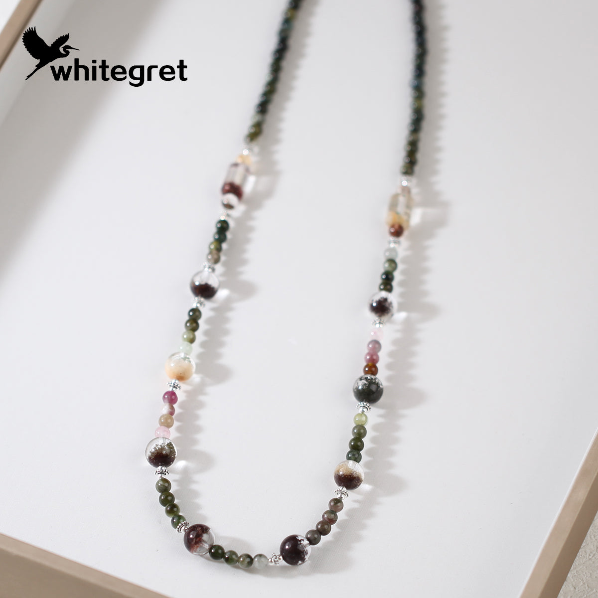 [WG0135] High Quality Natural Crystal Phantom Quartz & Toumaline & silver925 Necklace