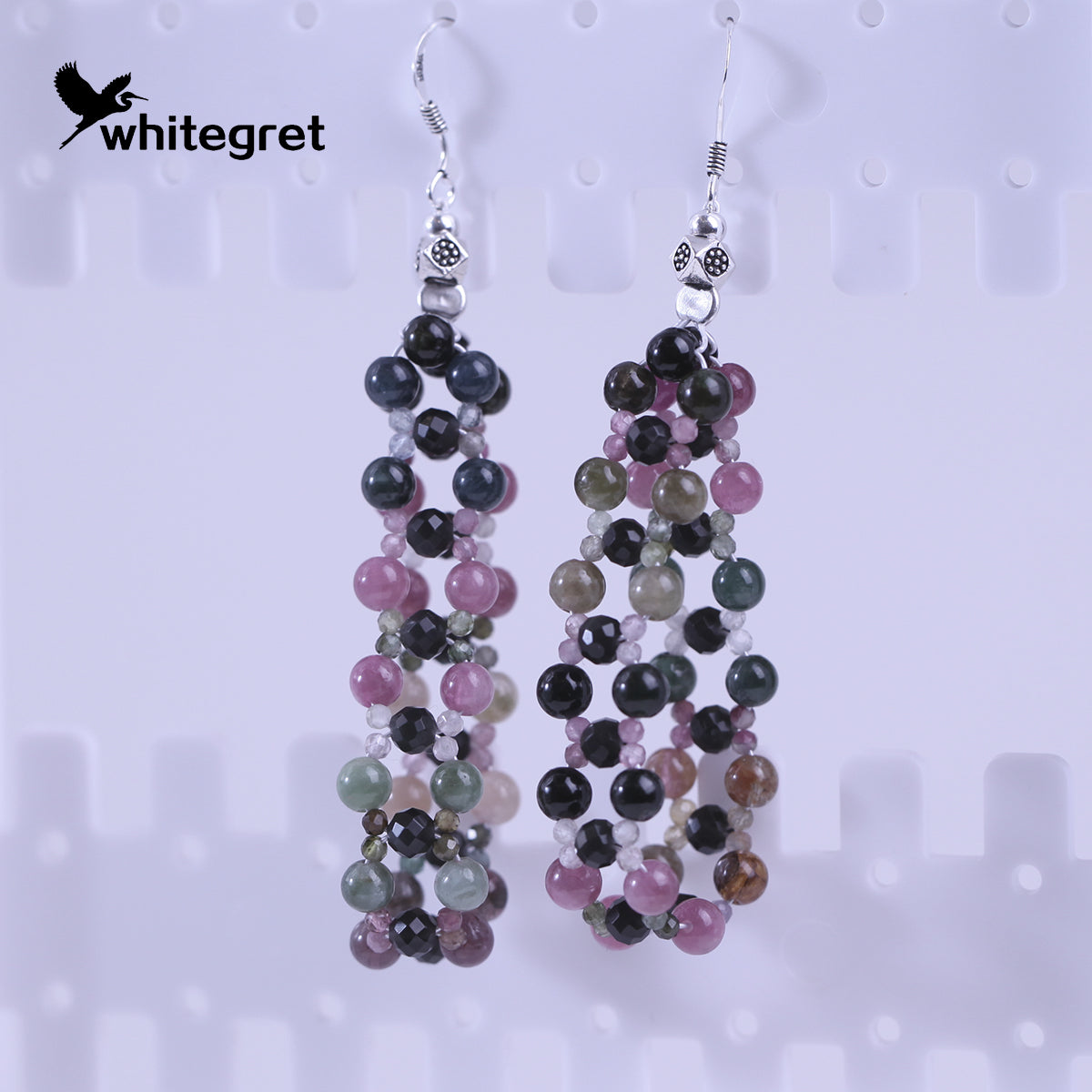 [WG0081] Natural Tourmaline & Silver925 Earrings over ＄25 free shipping
