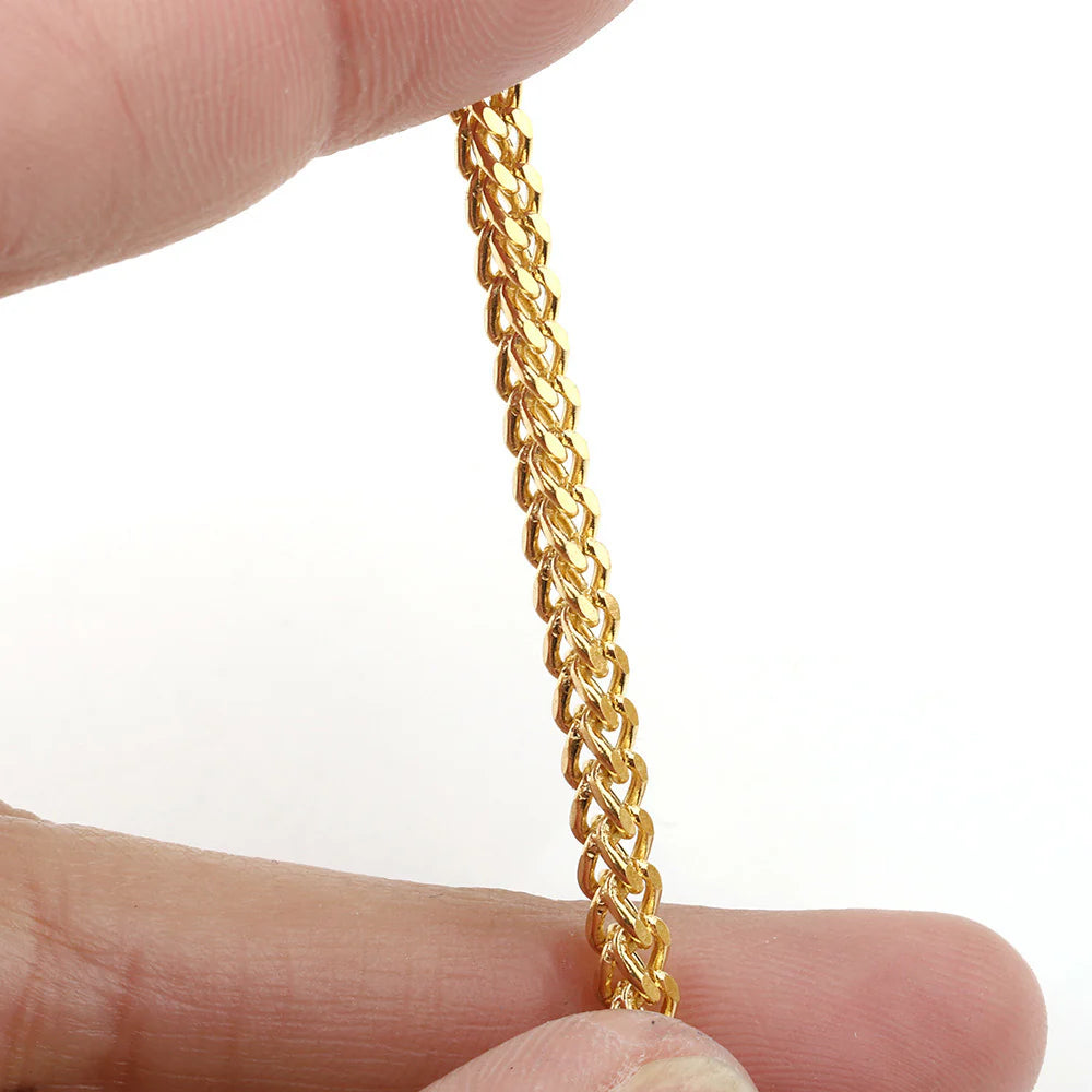 WG1038  Cut braided chain-Vacuum Plating Waterproof Stainless steel chain
