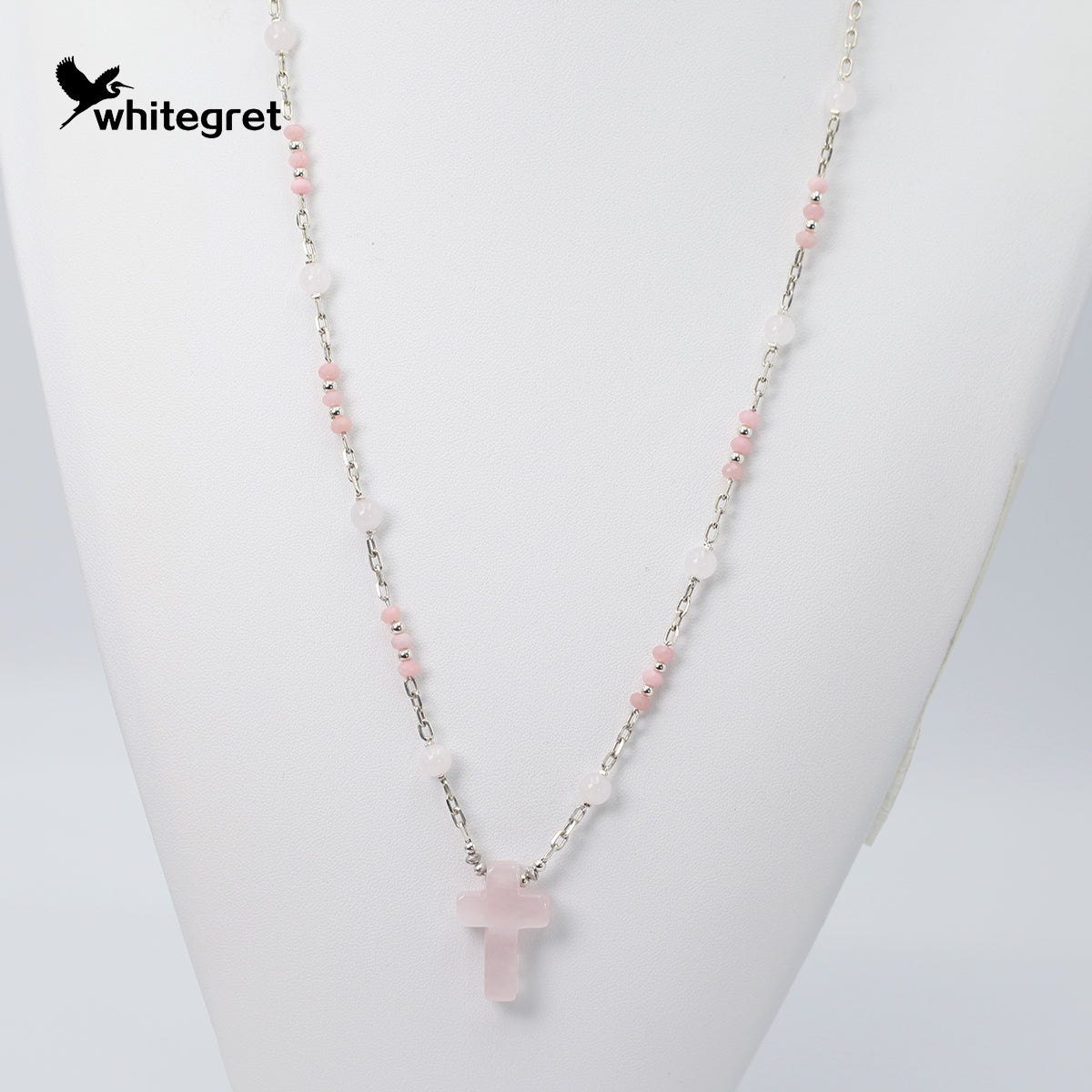 [WG0165]  Rose Quartz Crystal & Silver925 Necklace