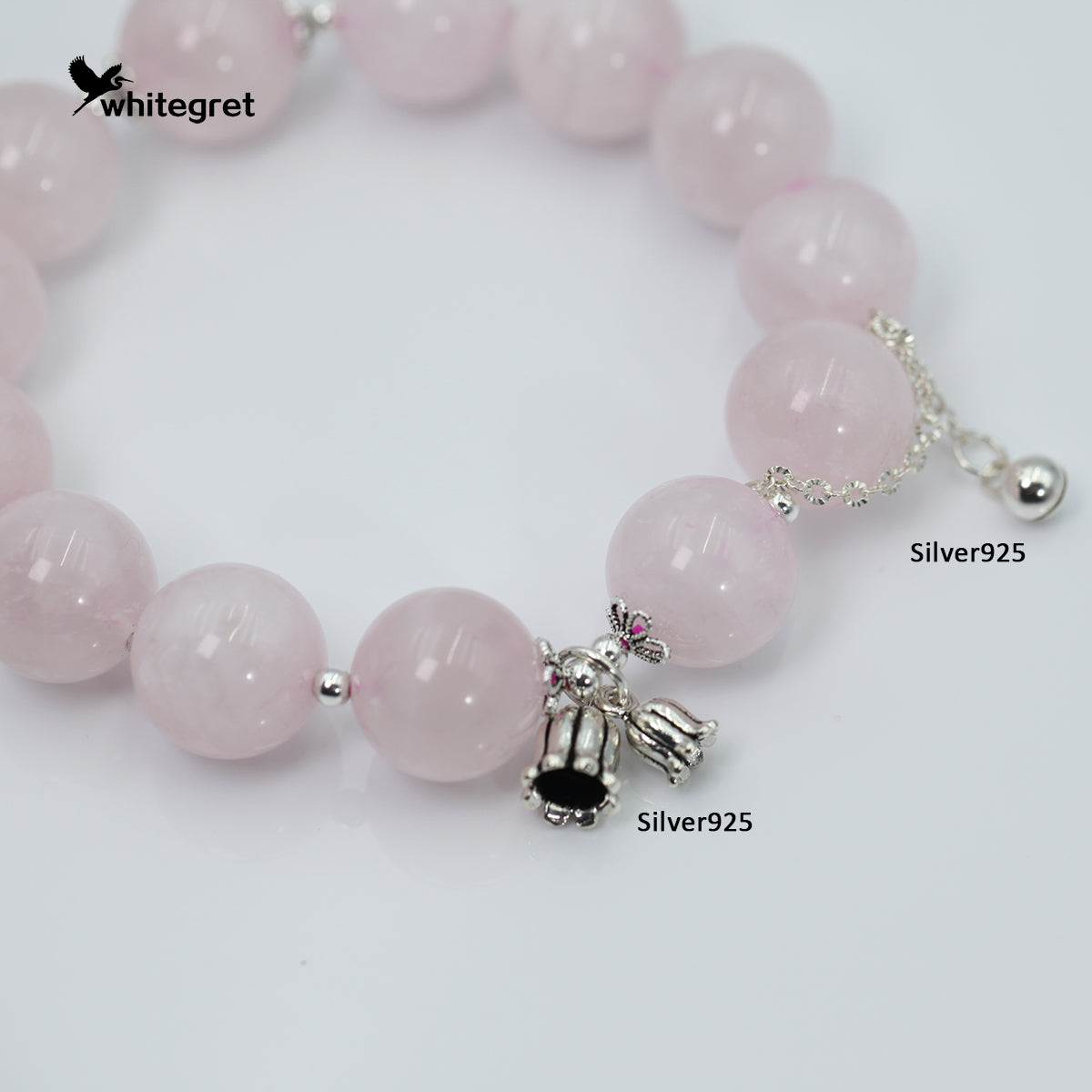 [WG0101] Natural Crystal Rose Quartz & Sivler925 Bracelet 14㎜+ new jewelry handmade diy original design girl wowen Birthday Daily gifts -PROTECTION-LOVE