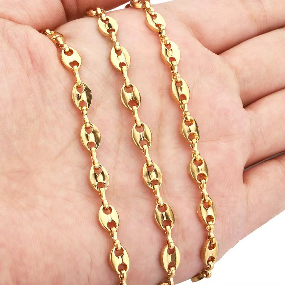 WG1013  Coffee bean chain-Vacuum Plating Waterproof Stainless steel diy chain