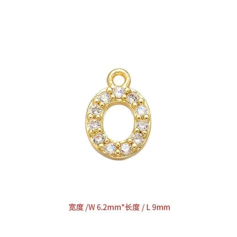 [WG1159] Letter spacer charm pendant with white zircon silver or gold for jewelry diy