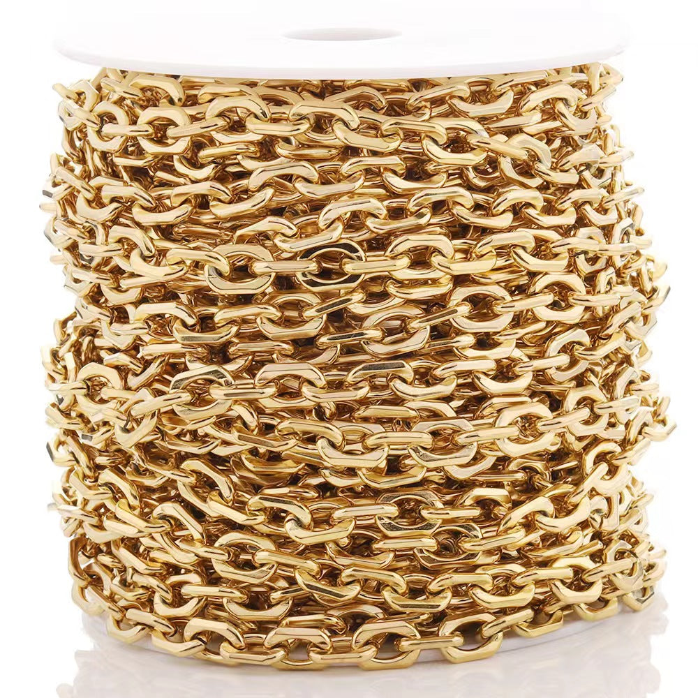 WG1010  Flat cable chain-Vacuum Plating Waterproof Stainless steel diy chain