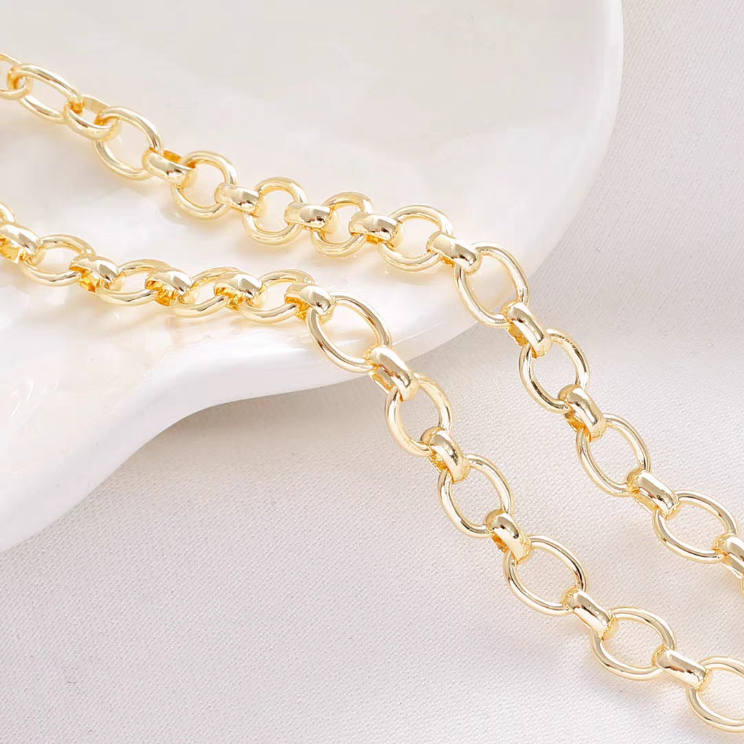 [WG1170] 14K O & cirecle Chain-Vacuum Plating Stainless Steel Bulk Chain for Jewelry DIY