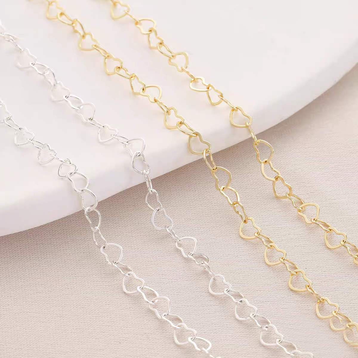 [WG1008] 1M  Heart chain-Vacuum Plating Waterproof Stainless steel DIY chain