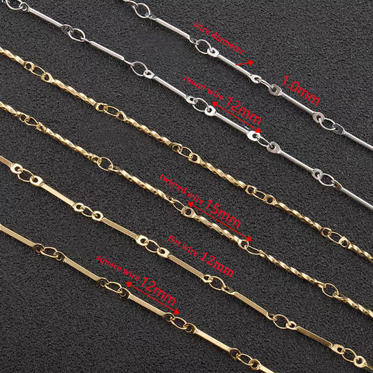 WG1021  four different stick chains-Vacuum Plating Waterproof Stainless steel diy slub chain