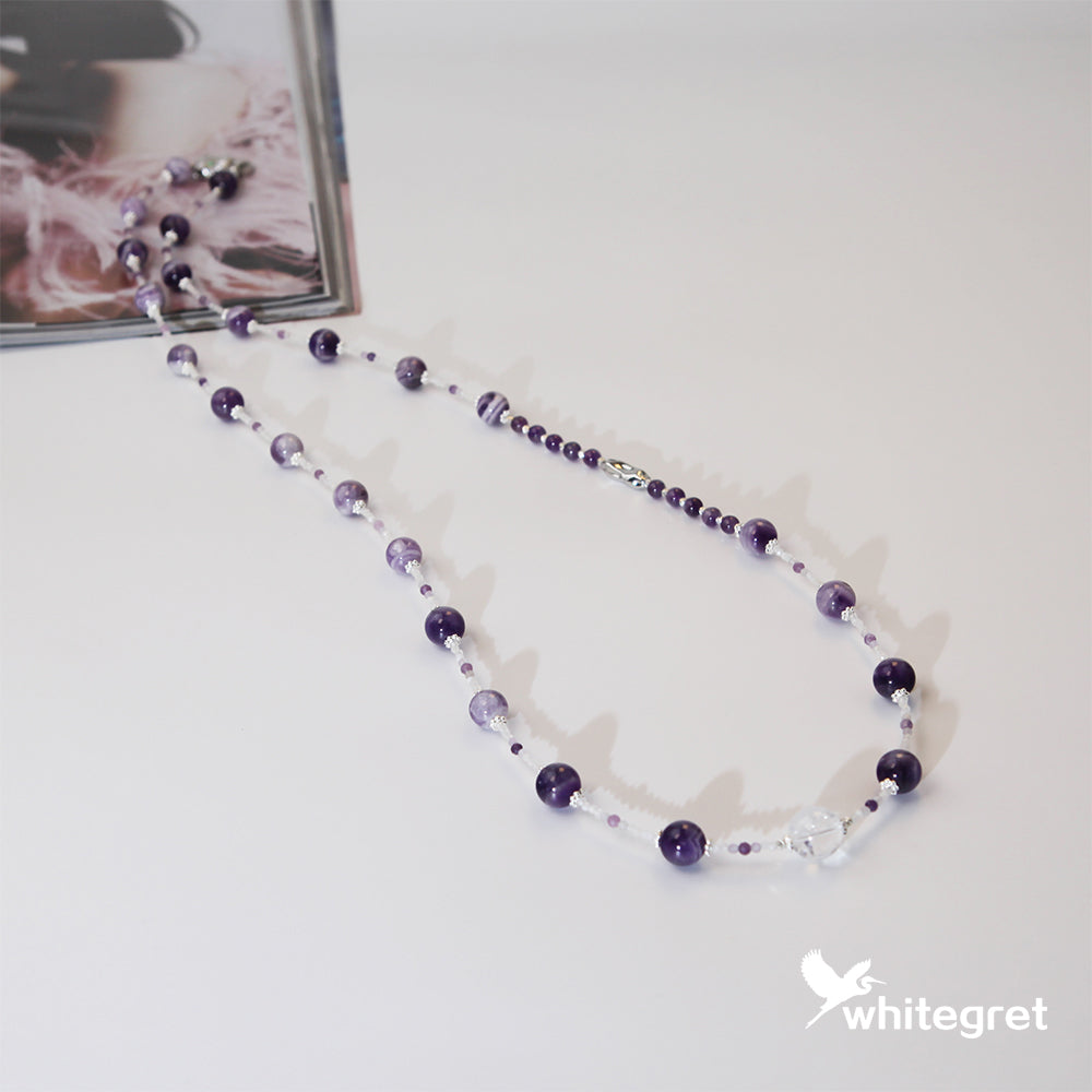 [WG0005] Natural Crystal Amethyst Necklace sweater chain Bracelet valent 2024 new year gift handmade diy  Anniversary Auspicious Birthday Daily Engagement Wedding gifts