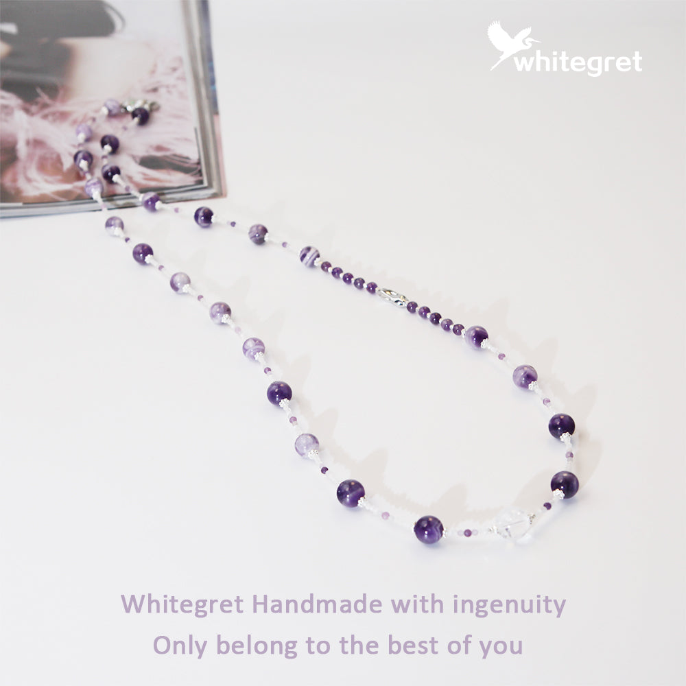 [WG0005] Natural Crystal Amethyst Necklace sweater chain Bracelet valent 2024 new year gift handmade diy  Anniversary Auspicious Birthday Daily Engagement Wedding gifts