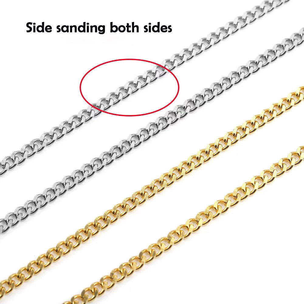 WG1019  Titanium steel Cuban chain- Vacuum Plating stainless steel diy chain
