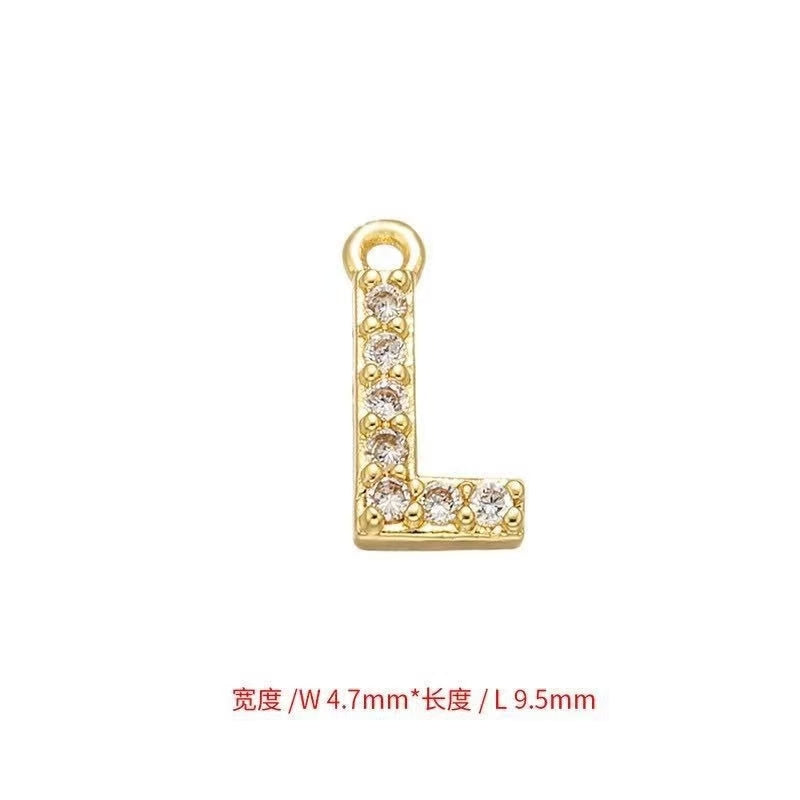[WG1159] Letter spacer charm pendant with white zircon silver or gold for jewelry diy