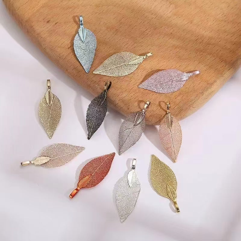 [WG1112] 10pcs Natural leaf with Multi copper plated