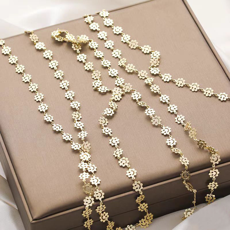 [WG1180] 1M smiley face sunflower  chain for jewelry diy