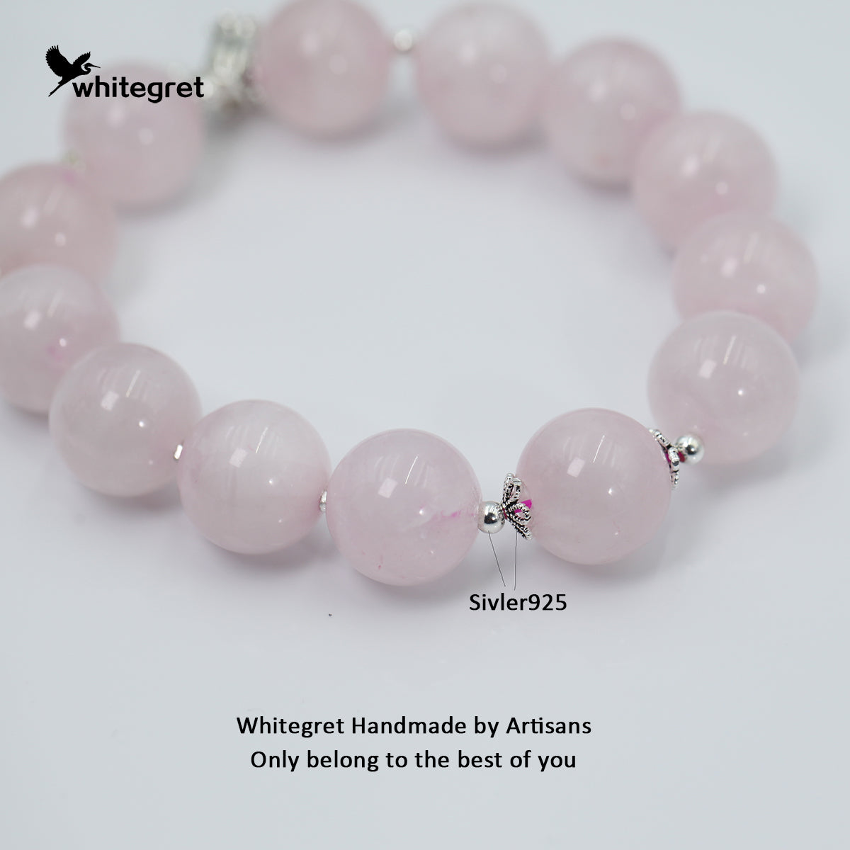 [WG0101] Natural Crystal Rose Quartz & Sivler925 Bracelet 14㎜+ new jewelry handmade diy original design girl wowen Birthday Daily gifts -PROTECTION-LOVE